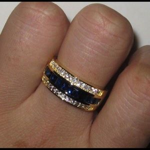 Gorgeous 18k gold filled CZ natural stone sapphire